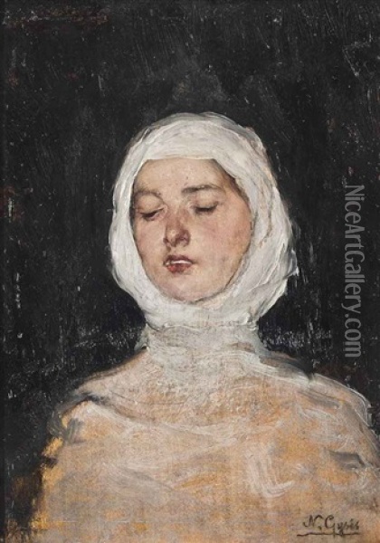 Study Of A Veiled Woman Oil Painting - Nikolaus Gysis