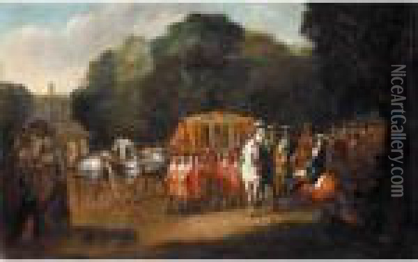 William Iii's Procession To The Houses Of Parliament Oil Painting - Alexander Van Gaelen