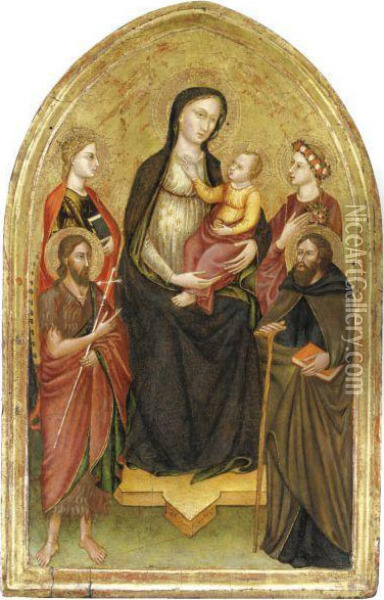 Madonna Col Bambino In Trono Oil Painting - Master Of Sant'Ivo