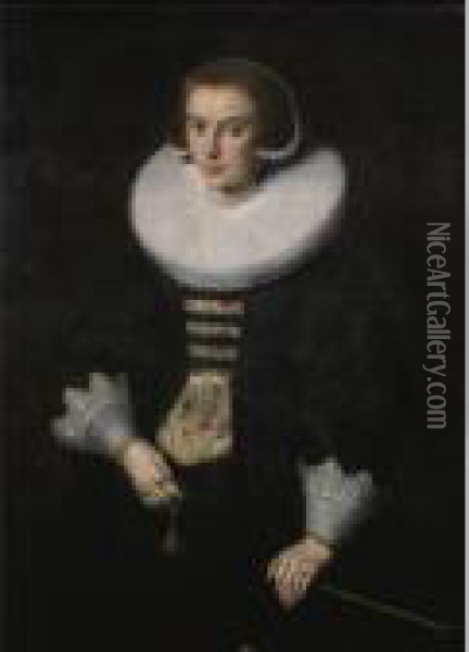 Portrait Of A Woman Oil Painting - Jan Anthonisz Van Ravensteyn