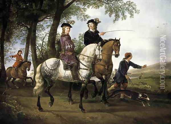 Landscape with a Hunt, 1650-55 Oil Painting - Aelbert Cuyp