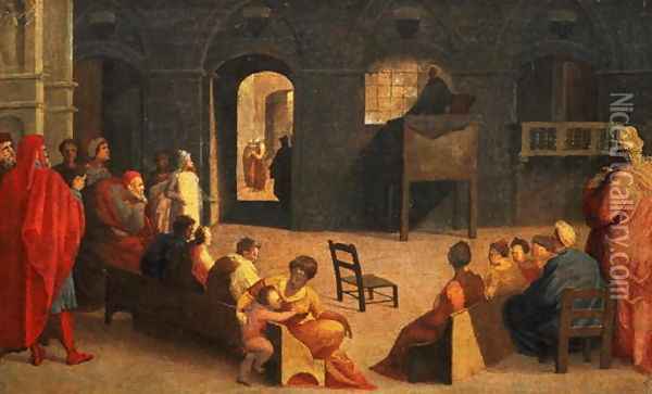 St Bernardino of Siena Preaching Oil Painting - Domenico Beccafumi