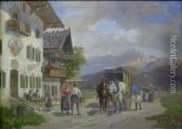 Alpine Village Oil Painting - Ludwig Muller-Cornelius