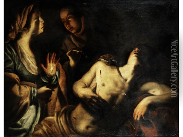Saint Sebastian Tended By Saint Irene Oil Painting -  Caravaggio