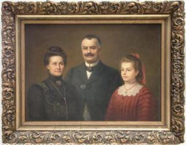 Familiendarstellung. Oil Painting - Gustav Zaak