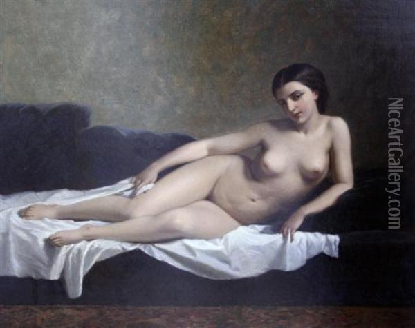 Reclining Nude Oil Painting - Emile Carolus Leclercq