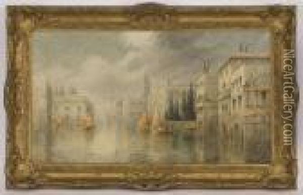 Depicting A Venetian Scene Oil Painting - James Salt