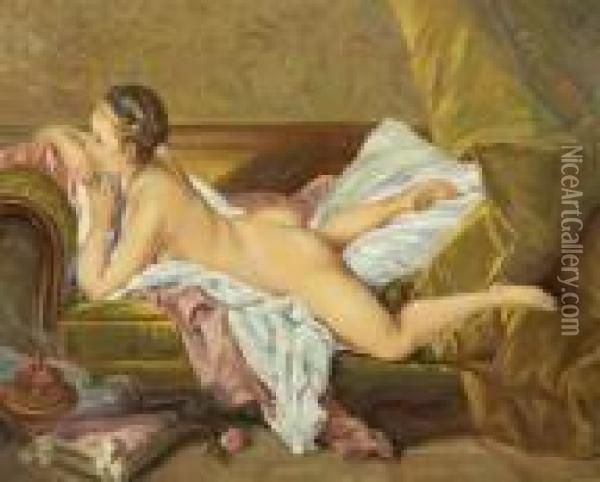 Reclining Young Girl Oil Painting - Francois Boucher