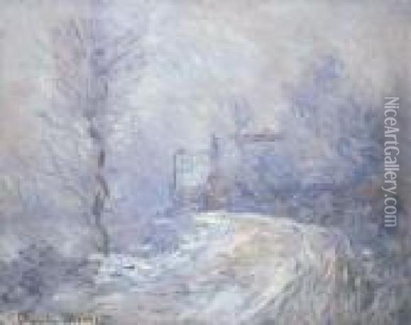 L'entree De Giverny Sous La Neige Oil Painting - Claude Oscar Monet