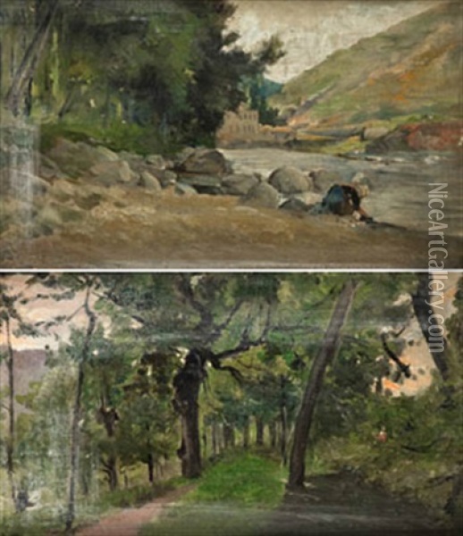 Pareja De Paisajes (pair) Oil Painting - Francisco Torrescassana