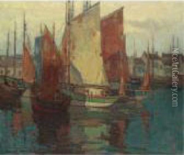 Fishing Boats In The Harbor Oil Painting - Edgar Alwin Payne