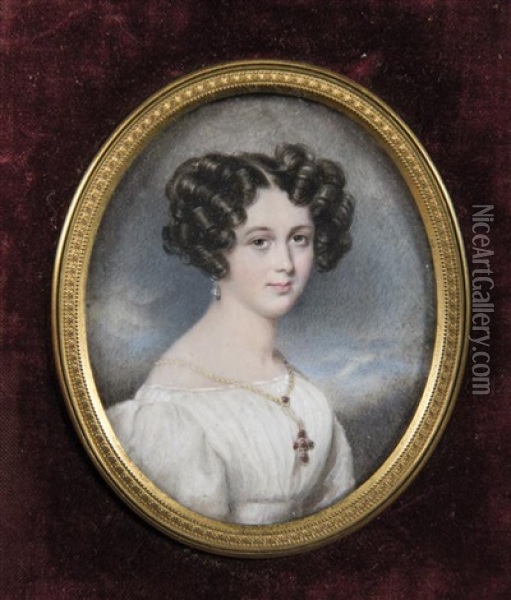 Portrait De La Princesse Metternich Oil Painting - Moritz Michael Daffinger