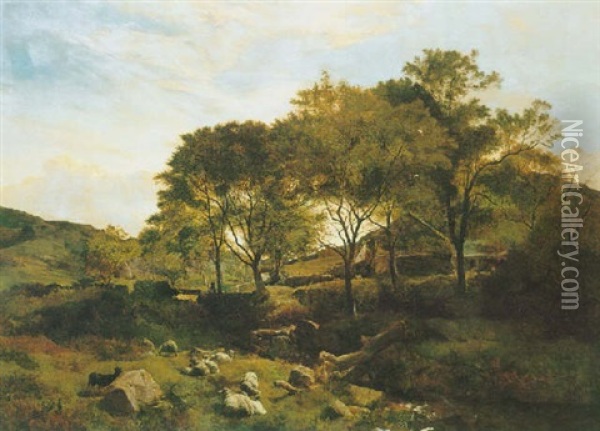 A Welsh Farm Oil Painting - Sidney Richard Percy
