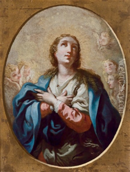 Madonna Mit Engeln Oil Painting - Bartholomaeus Altomonte