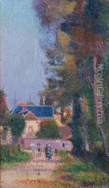 Rue Animee D'un Village Normand Oil Painting - Joseph Delattre