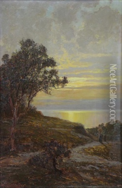 Sunset Landscape Oil Painting - Alexander Kircher