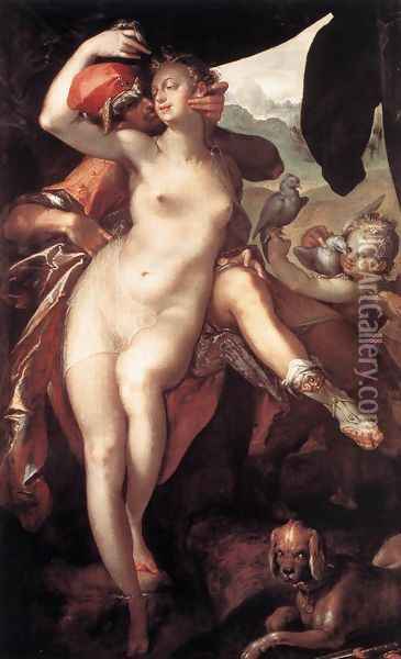 Venus and Adonis 1597 Oil Painting - Bartholomaeus Spranger