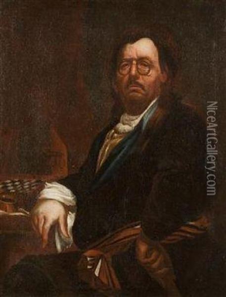 A Self-portrait Oil Painting - Johann Kupetzki