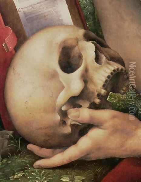 St. Jerome (detail of the skull) Oil Painting - Cesare da Sesto