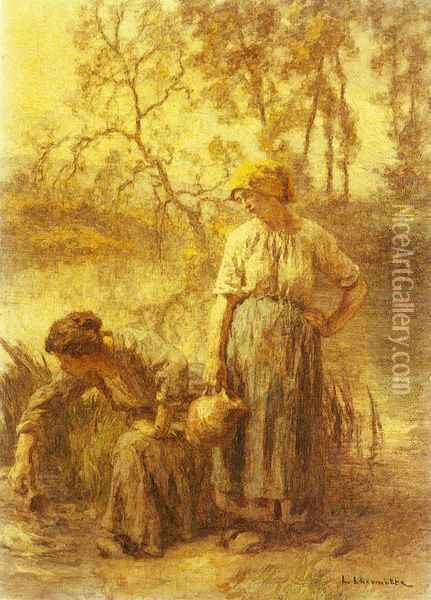 Puiseuses d'eau Oil Painting - Leon Augustin Lhermitte