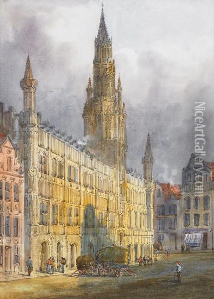 Marktplatz In Brussel Oil Painting - Heinrich Hermann