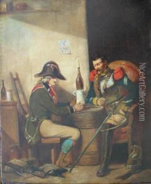 Pogawedka Zolnierzy Oil Painting - Nicolas Toussaint Charlet