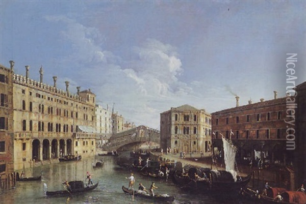 Venise, Le Pont Du Rialto Oil Painting - Giovanni Richter