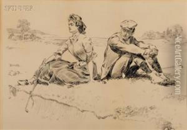 A Reprieve On The Green Oil Painting - Charles Dana Gibson