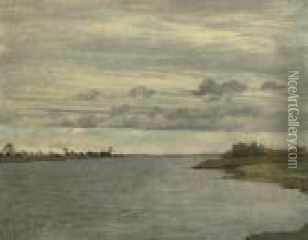 A View Of The River Ijssel On A Cloudy Day Oil Painting - Floris Verster