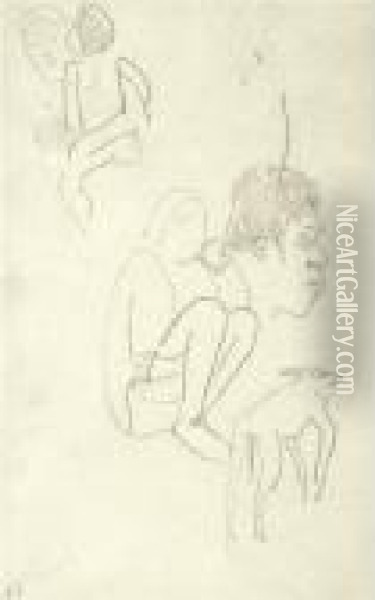 Etudes De Figures - Recto & Verso Oil Painting - Paul Gauguin