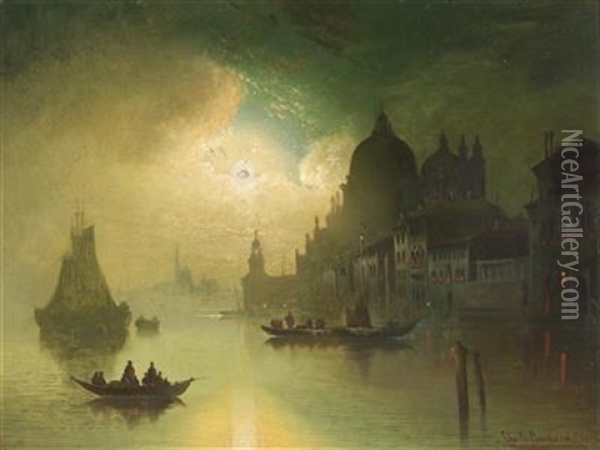 A Moonlit Night Over Venice Oil Painting - Karl Kaufmann