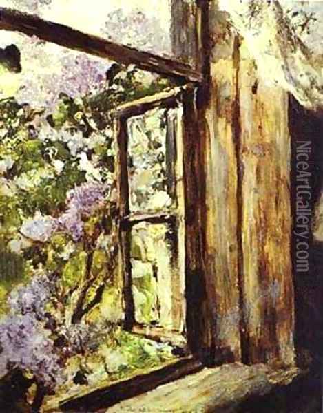 Open Window Lilacs Study 1886 Oil Painting - Valentin Aleksandrovich Serov