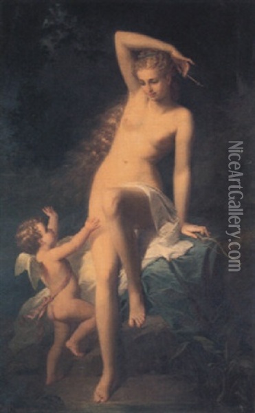 Nymphe Desarmant L'amour Oil Painting - Pierre Paul Emmanuel de Pommayrac