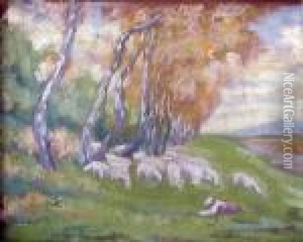 Le Troupeau De Moutons Oil Painting - Raphael-Leon Leguilloux