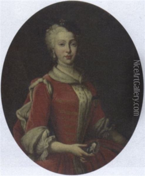 Portrait Of Princess Poniatowska Oil Painting - Antoine Pesne