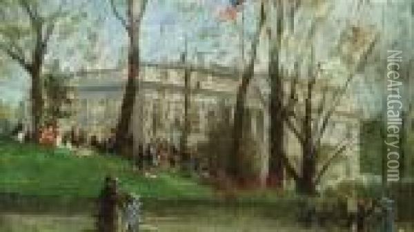 White House Easter Egg Hunt Oil Painting - Colin Campbell Cooper