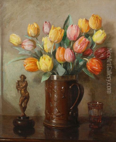 Still Life Of Tulips Oil Painting - Charles Kay Robertson