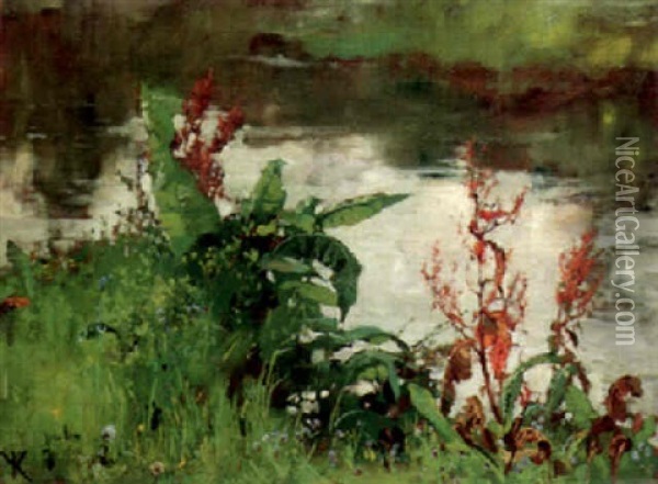 Waterdocks, Kennet River Oil Painting - Henry John Yeend King