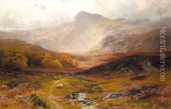 Landscape In Wales Oil Painting - James Henry Crossland