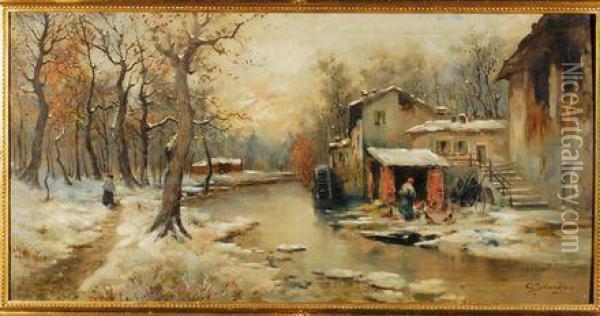 Paesaggio Invernale Oil Painting - Giuseppe Solenghi