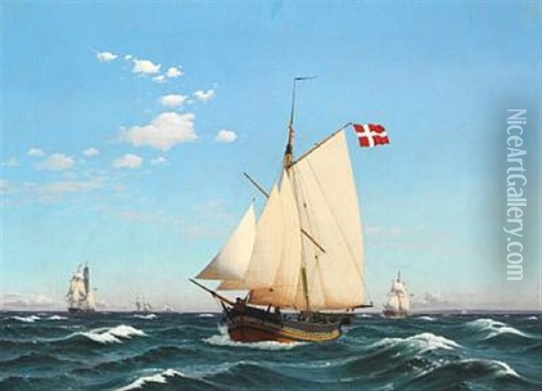 The Danish Yacht Sylphiden Oil Painting - Carl Dahl