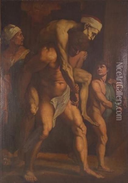 La Fuga Di Enea Da Troia Oil Painting - Bartolomeo Schedoni
