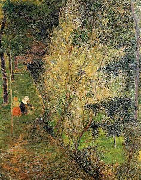 Pont-Aven Woman and Child Oil Painting - Paul Gauguin