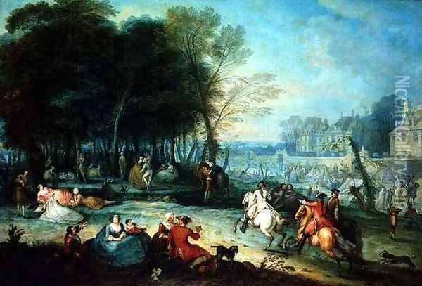 Fete Champetre with Soldiers Rejoicing, 1728 Oil Painting - Jean-Baptiste Joseph Pater