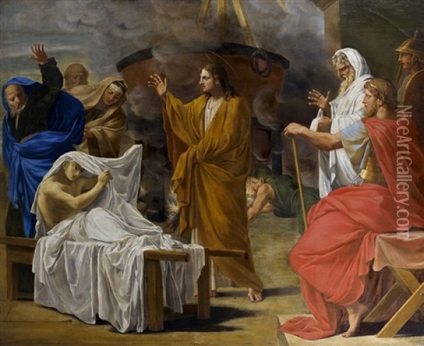 La Resurrection Du Fils De La Veuve De Naim Oil Painting - Eustache Le Sueur