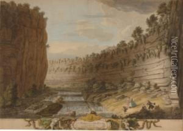 A Prospect Of The Chee-torr On The River Wie Two Miles Below Buxton Oil Painting - Thomas Smith of Derby