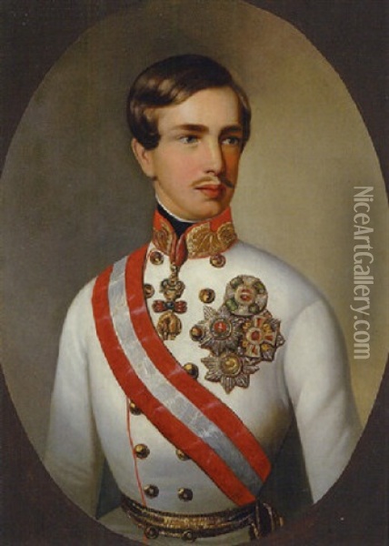 Portrat Kaiser Franz Joseph I. Von Osterreich In Feldmarschallsuniform Mit Ordensschmuck Oil Painting - Friedrich Krepp