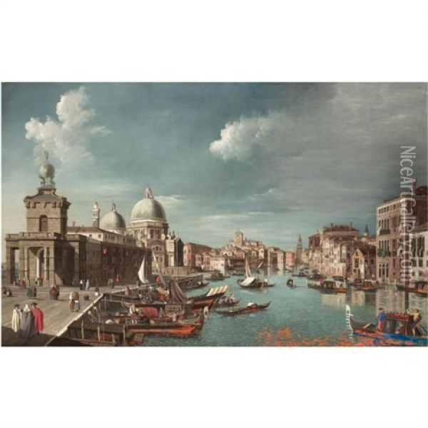 The Entrance To The Grand Canal, Venice, With Punta Della Dogana And Santa Maria Della Salute Oil Painting - William James