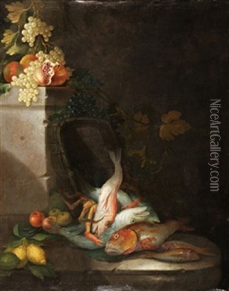 Bodegon Con Pescados Y Frutas Oil Painting - Paolo Porpora
