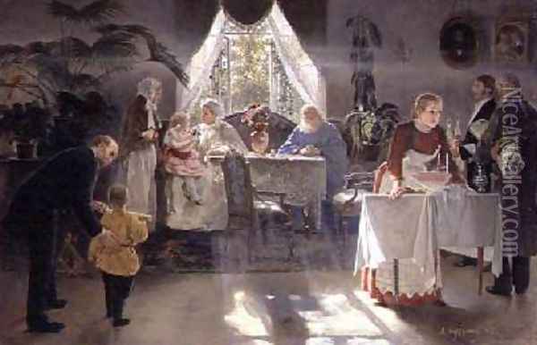 Grandmother Day Oil Painting - Aleksei Ivanovich Korzukhin